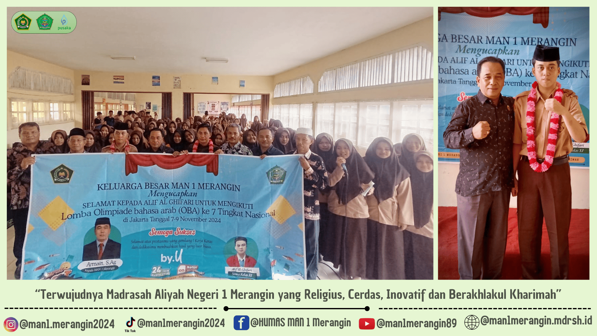 Insyaallah Raih Juara Untuk Jambi : MAN 1 Merangin Lepas Alip Al Ghifari Ke Olimpiade Bahasa Arab (OBA) Nasional 2024