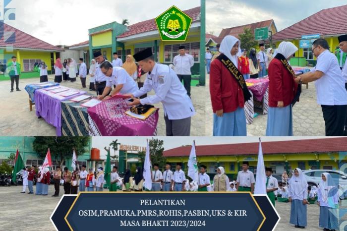Pelantikan pengurus OSIM, Pramuka, PMR, UKM, Rohis, Pasbin, dan KIR MAN 1 Merangin tahun 2023/2024