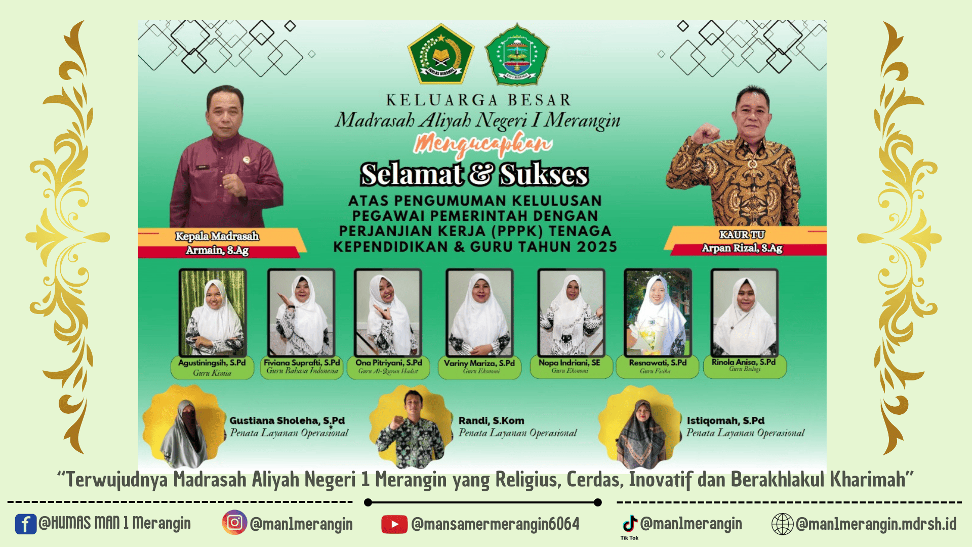 Alhamdulillah : Ucapan Syukur Untuk Kelulusan Seluruh Pegawai Non-ASN MAN 1 Merangin Mengikuti Seleksi P3K Kementerian Agama Tahun 2024