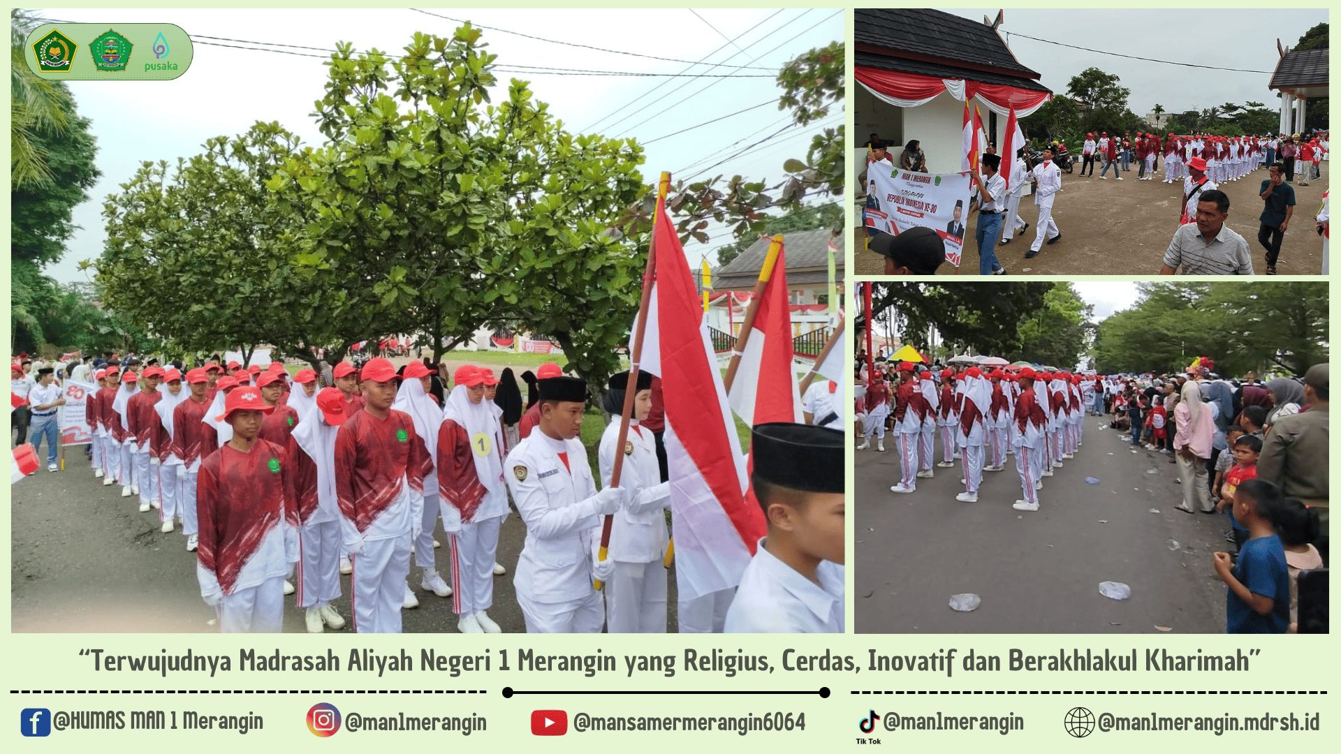 Pesona Pawai Kemerdekaan Kabupaten Merangin : MAN 1 Merangin Turut Rayakan HUT RI ke-80 dengan Meriah