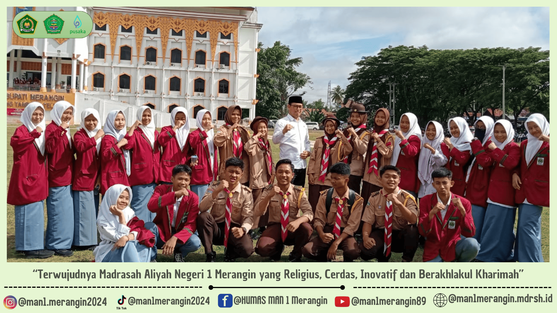 Pramuka MAN 1 Merangin Ikuti Upacara Peringatan Hari Pahlawan di Kantor Bupati Merangin