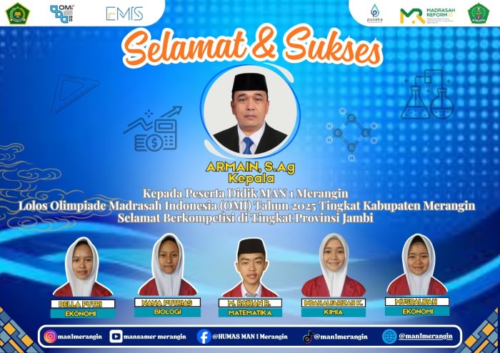 Menyala!!! Lima Siswa MAN 1 Merangin Lolos Olimpiade Madrasah Indonesia Tingkat Provinsi Jambi